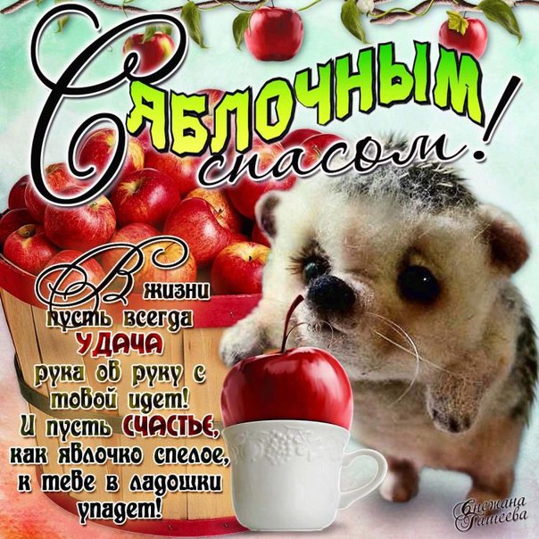 Веселая открытка Яблочный спас