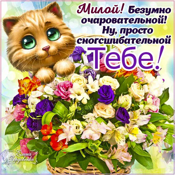 Комплимент пожелание картинка. Девушке, женщине, цветы, со словами, добрая открытка.